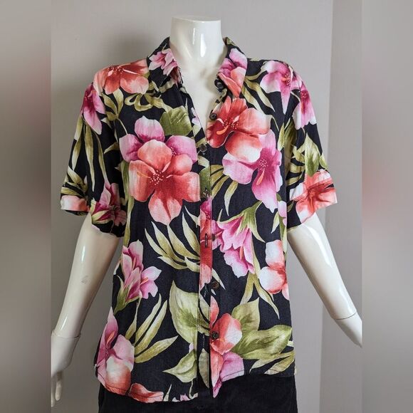 Caribbean Joe Floral Hawaiian Shirt – Tropical Button-Up – XL Short Sleeve - Picture 4 of 7